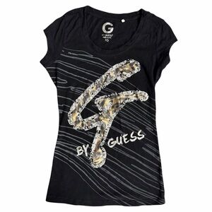 Y2K McBling G by Guess Graphic Rhinestone Baby Tee Size XS